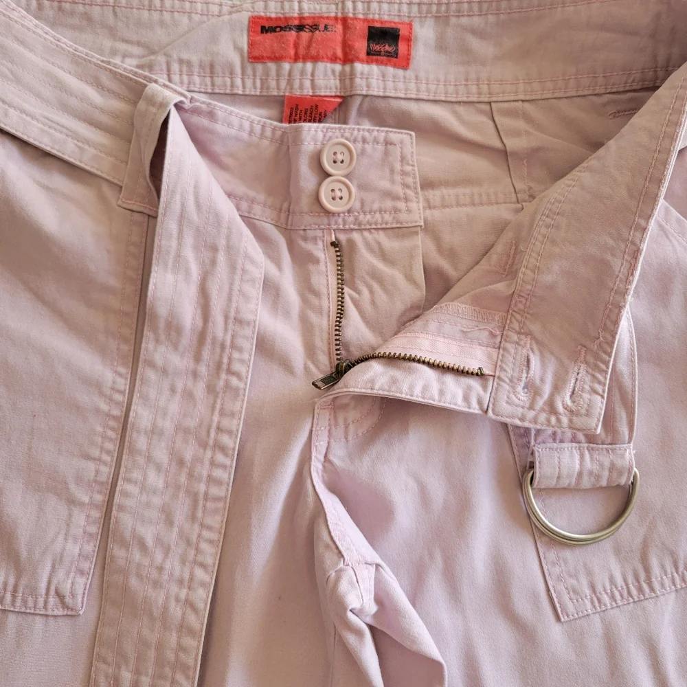 Vintage Y2K Mossimo Cropped Utility Lowrise Pants with Belt Blush Pink  *sz 9* - Picture 12 of 16